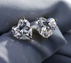 Stunning Heart Cut Stud Earrings, 14K/18K Yellow Gold White G Color CVD,... - $798.00