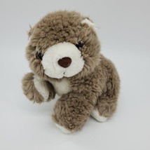 8&quot; Vintage Bear Cub Rattle Brown White Chosun Plush Stuffed Animal Toy B306 - £7.81 GBP