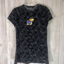 Adidas KU Jayhawks Shirt Women’s Small Gray Black Climalite Short Sleeves Crew - £7.08 GBP