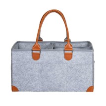 Warm Gray Baby Diaper Caddy Organizer Large Tote Bag for Infants Boy Girl Nusery - £15.90 GBP