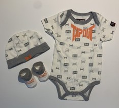 Official UFC WWE TAPOUT Baby&#39;s 3 Pc Bodysuit, Hat &amp; Booties Gift Set 3-6... - $16.00