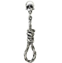 Alchemy Gothic Hang Man&#39;s Noose Skull Single Earring Stud Post Pewter Punk E256 - £14.98 GBP