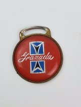Vintage Ford Granada red FOB for keychain metal back coin w/ leather - £8.15 GBP