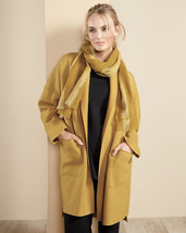 NWT $378 Eileen Fisher Boiled Wool Kimono Coat + Pin Small 6 8 Oversized Mustard - £168.91 GBP