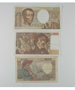 France 3-Notes Francs Kit Jacques Coeur, Eugene Delacroix &amp; Montesquieu - $62.97