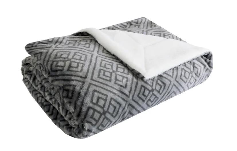 Life Comfort Throw Gray Ivory Velvet Plush Reversible Faux Fur 60" X 70" Soft Item image 4