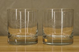 VINTAGE Advertising Barware Lot 2 Gray Etch DRAMBUIE Rocks Liquor Glasses - £16.75 GBP