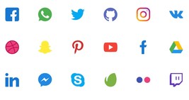 55 Social media Icons stickers pack instant download svg,png,psd,eps,jpeg - £3.58 GBP