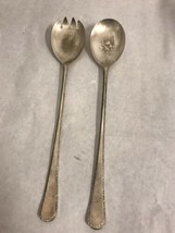 Pair 2 Sheffield England WA  Long Handled Serving Spoons 10 1/4&quot; Silver-... - $11.88