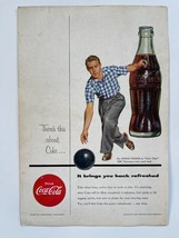 Coca Cola Vintage Ad Drink Soda Pop Coke Bottle 1954 Bowling Adverstisment - $14.00