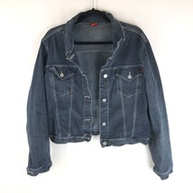 Sharyl Womens Denim Jacket Vintage Retro Trucker Dark Wash Stretch L - £22.69 GBP