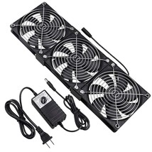 Dual Ball 3 X 120Mm Computer Fan With Ac Plug Dc 12V Big Airflow Fans With 110V  - £58.52 GBP