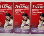 Infants&#39; Tylenol Acetaminophen Liquide, Grape, 1 fl. oz Pack of 3 Exp 08... - £19.38 GBP