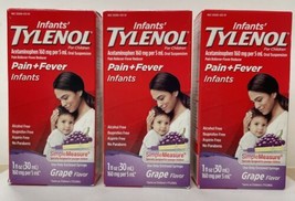 Infants&#39; Tylenol Acetaminophen Liquide, Grape, 1 fl. oz Pack of 3 Exp 08... - £19.10 GBP