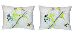 Pair of Betsy Drake Birds &amp; Bees II No Cord Pillows 16 Inch X 20 Inch - £62.63 GBP