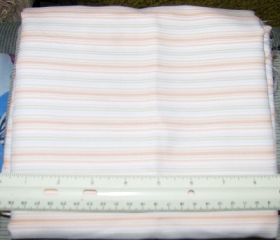 Primary image for PEACH OLIVE & CREAM STRIPE Brushed Poly Woven Fabric 2 1/2 yds x 60" wide 