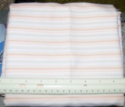 Peach Olive & Cream Stripe Brushed Poly Woven Fabric 2 1/2 Yds X 60" Wide - $5.99