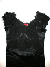 New Womens NWT $595 Designer Vivienne Tam Black Dress Silk 2 LBD Short Sexy Appl - £472.00 GBP