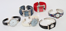 Ladies Lot Of 6 Cuff Watches Quartz (4)For Parts/Repair (2) Working - $20.56