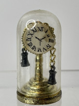 Vintage Tiny Doll House Dome Clock 1 3/4&quot; Miniature Detailed Furniture Accessory - £7.91 GBP