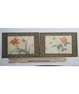 Two Signed Chinese Artworks WATERCOLOR FLOWERS &amp; BUTTERFLIES ON PAPER Lo... - £30.07 GBP