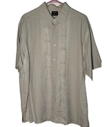 Mens Izod Washable Silk Button Up Shirt Short Sleeves Size Large Tan Haw... - £7.10 GBP