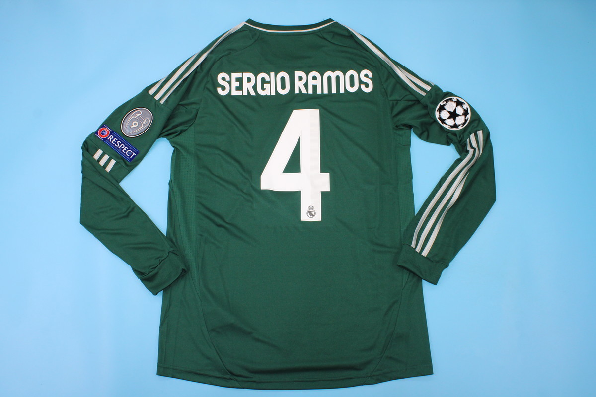 real madrid jersey 2012 2013 shirt sergio ramos champions green long sleeve