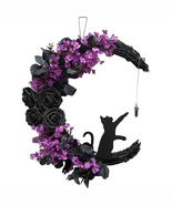 Halloween Wreath for Front Door Halloween Moon Wreath with Mini Black Ca... - $584.43 MXN