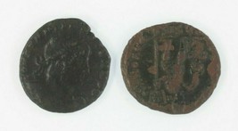 Antico Romanzo 2-Coin Lotto Imperatore Valens AE3 &amp; Constantius II AE3/4 - $49.49