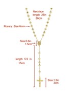 18k Layered Real Gold Filled Religious rosary Necklace virgin Mary cross - $284.99 MXN