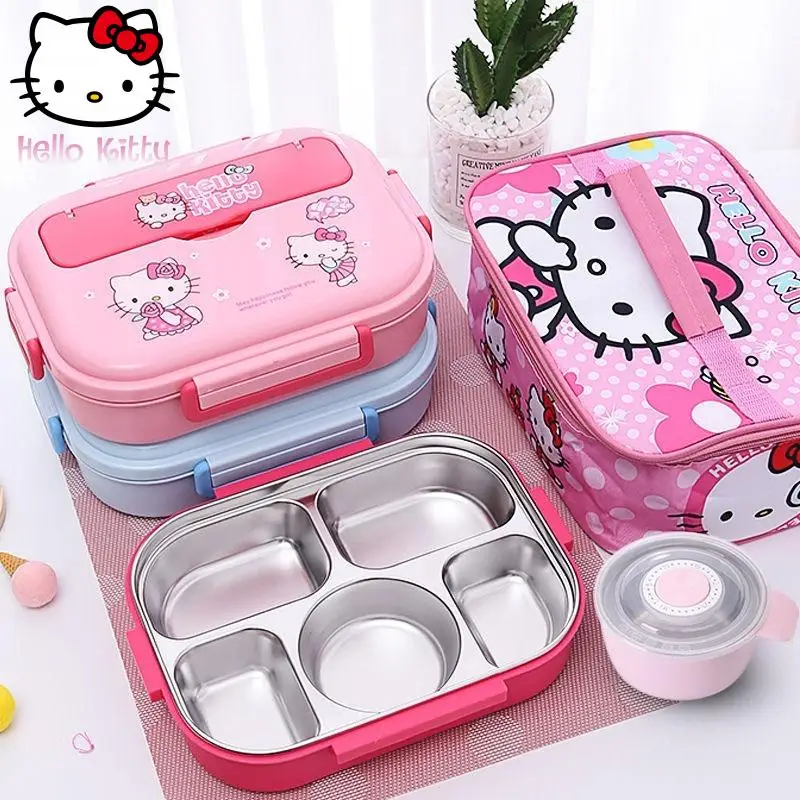 Sanrio Hello Kitty Thermal Lunch Box Grid with Bowl Anti-Scald Lunch Box Outdoor - £23.00 GBP+