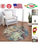 Stylish Round Rug 36&#39;&#39; - Abstract Red Washable Carpet for Home or Office - $78.32 CAD