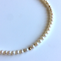 Women&#39;s Necklace 14k Yellow Gold Beads Natural Round Akoya Pearls 4.43 mm - £241.72 GBP