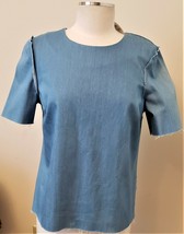 Harvey Faircloth Woven T-Shirt/Top Size-M Blue 97% Cotton/3%Elastane Mad... - $49.97