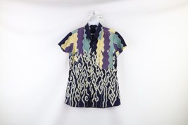 Vintage 90s Streetwear Womens Medium Faded Abstract Collared Button Shir... - $39.55