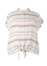 Weatherproof Vintage Womens Shirt Button Up Washable Linen Striped Tie Front Xxl - £6.75 GBP