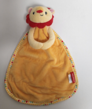 Fisher Price Yellow Orange Lion Rattle Lovey Security Blanket Polka Dot Trim - $9.89