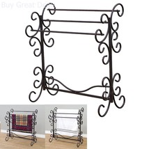 Metal Scroll Blanket Rack Quilt Towel Stand Bronze Rub Black Storage Holder - £83.01 GBP