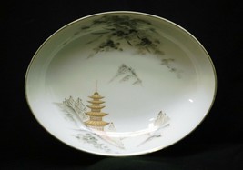 Old Vintage Kiyomizu Sone China 10&quot; Oval Vegetable Bowl Landscape Design Japan - £23.72 GBP
