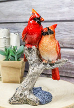 Northern Male and Female Red Cardinal Birds Perching On Tree Branch Figu... - £20.85 GBP