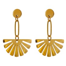 Sector long drop earrings 2021 stainless steel metal gold color 18 k geometric earrings thumb200