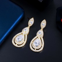 Shiny White Cubic Zirconia Water Drop Earrings for Brides Wedding Evening Party  - £10.38 GBP