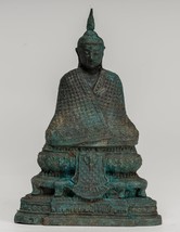 Ancien Thai Style Bronze Assis Méditation Hiver Statue de Bouddha - - £123.76 GBP