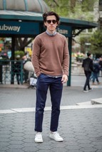 Pauri &amp; Casati Men Navy Fall Cotton Relaxed Cuffed Chino Pants Size 56/US38 - $74.25