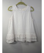 Anthropologie Maeve Womens Top Large Monica Eyelet peplum White - $33.85 CAD