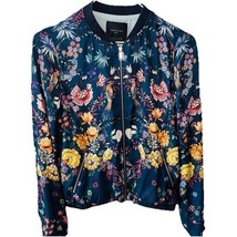 Zara Trafaluc Light Zip Up Bomber Jacket Women&#39;s Small Navy Birds Lotus ... - €21,12 EUR