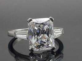 2.50 Ct Emerald Cut CZ Diamond Bezel Engagement Ring 14k White Gold Finish - £71.93 GBP