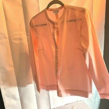 J Jill Womens Sz S Pink Long Sleeve Shirt Blouse Crew Neck Button Up  - £11.68 GBP