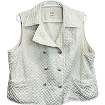 Talbots Quilted Vest Cream Size 3X Sleeveless Collared Button Front Ligh... - $31.72