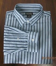 MICHAEL KORS XL Striped Long Sleeve Dress/Casual Shirt Blue/Grey 100% Co... - $24.09